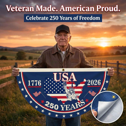 250th Anniversary USA Fan Flag | Handcrafted Heavy-Duty Double-Layer Banner | Weather-Resistant UV-Proof Commemorative Flag 10
