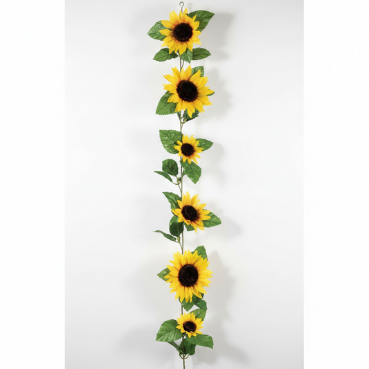 Artificial Sunflower Garland | 8.5 ft Length | 12 Flowers | Flexible Decorative Vine