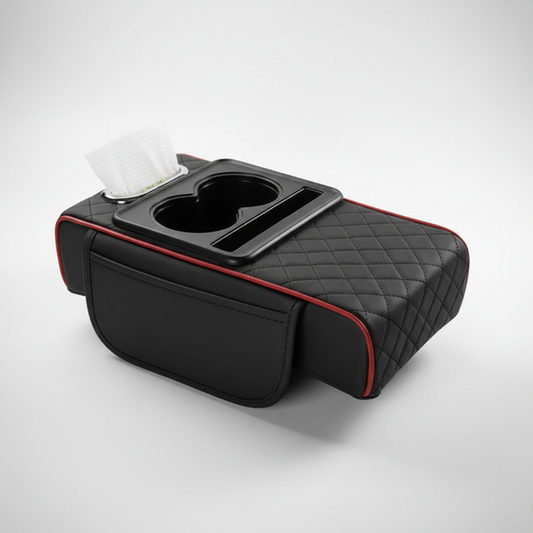 Car Armrest Cushion | Pressure-Mounted | Foam Padding with PU Cover | Universal Fit