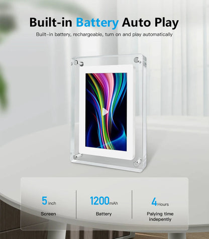 Digital Photo Frame | Acrylic Body with IPS HD Display | Portable 5-Inch Digital Picture Frame with Rechargeable Battery 7