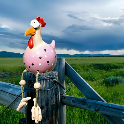 Garden Statue | Weatherproof Resin | Playful Big-eyed Chicken Garden Ornaments - 4