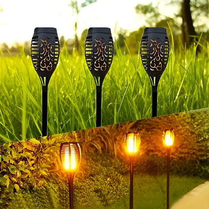 Garden Torch | Hollowed Metal Design | Solar Powered Tiki Torches with Flickering Flame Effect 1