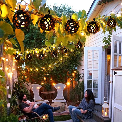 Solar String Lights with Flame Effect | 8 Lanterns | IP44 Waterproof | Outdoor Use