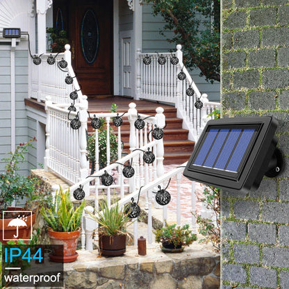 Solar String Lights with Flame Effect | 8 Lanterns | IP44 Waterproof | Outdoor Use