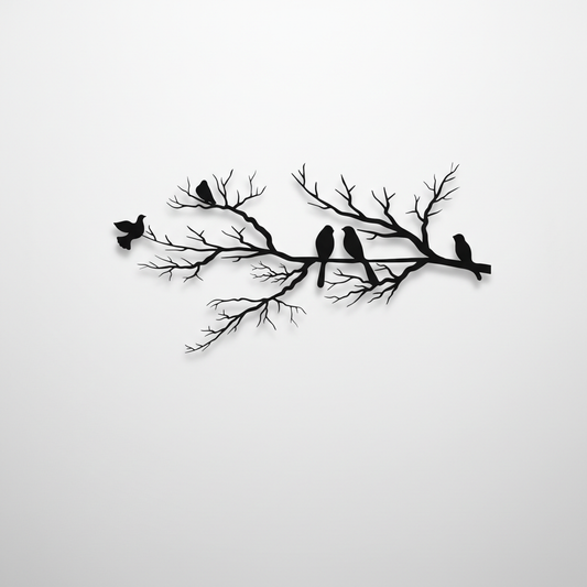 Metal Bird Wall Art Decor | Black Nature-Inspired Wall Sculpture | Modern Rustic Home Accent