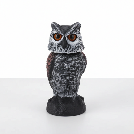 Owl Bird Deterrent Statue | Wind-Activated Moving Head | Weather-Resistant | Garden & Balcony Use