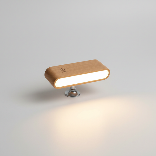 Rechargeable Wooden LED Table Lamp | 360° Rotating Cordless Light with Magnetic Charging