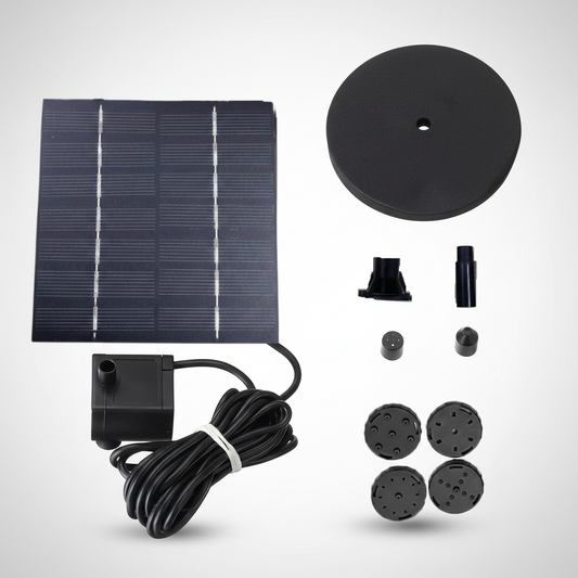 Solar Fountain Pump | 1.5W Solar Panel | 6 Nozzles | For Bird Baths, Ponds & Gardens