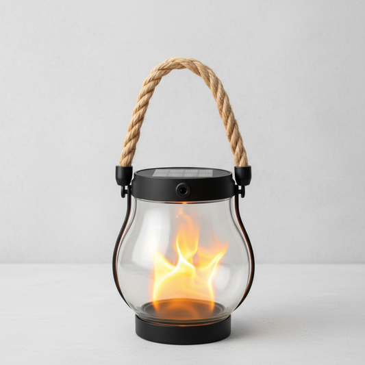 Solar LED Flame Lantern Outdoor Waterproof | Flickering Garden Pathway Light IP65 | Solar Powered Patio & Yard Decor