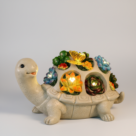 Solar Turtle Garden Statue | LED Outdoor Decoration | Resin Material | Garden & Patio Use
