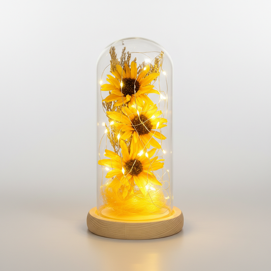 Sunflower Table Lamp with Touch Dimmer | USB Powered Warm White LED Mood Light for Bedroom & Living Room