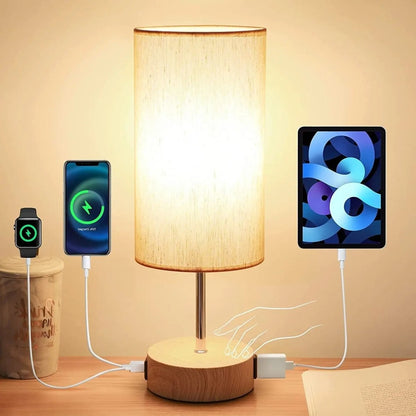 Touch Table Lamp | Dimmable LED | USB Charging Ports and AC Outlet 0