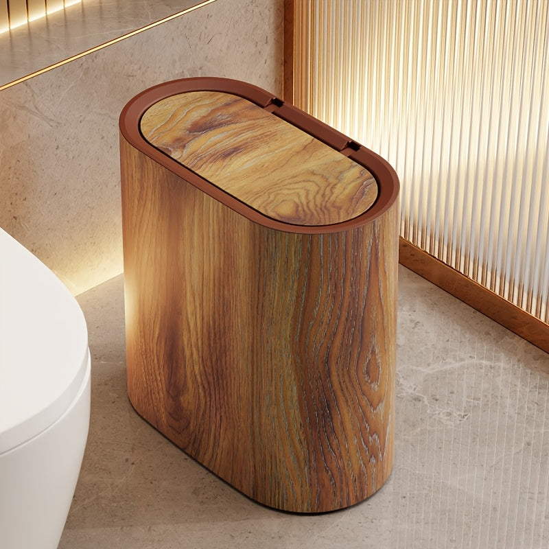 Trash Can | Compact Oval Design with Lid | Marble Pattern Kitchen and Bathroom Bin 6